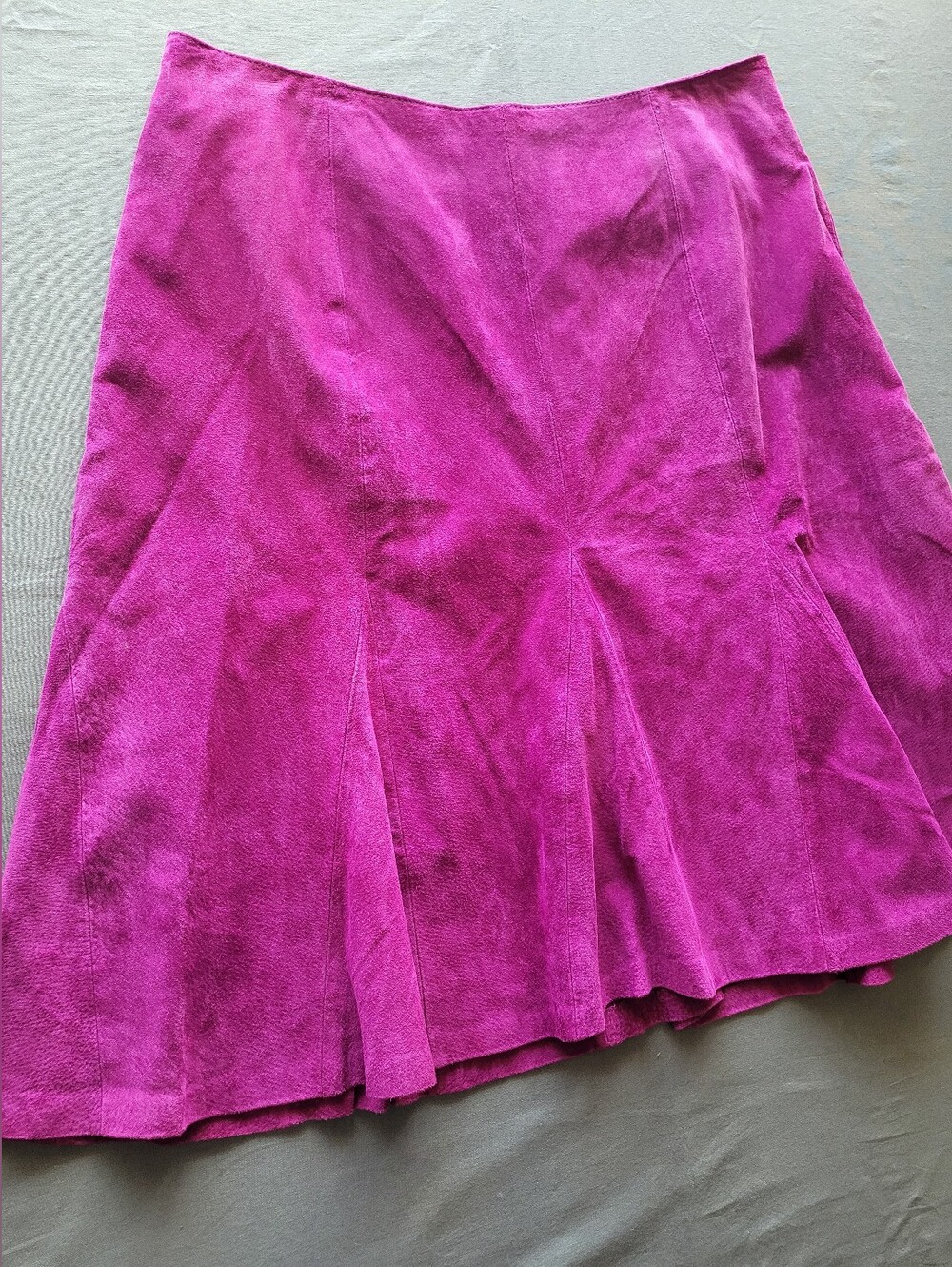 Jessica London 100% Leather Magenta Fuchsia Y2K A-Line Skirt Size 12 Vintage